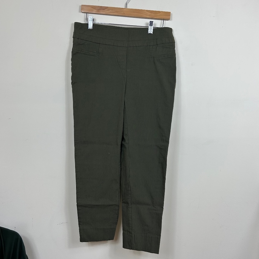 Zac & Rachel Pants Green Cropped Ankle Stretchy Size 10